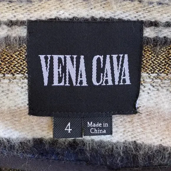 Vena Cava 💥 Stunning 💥 Gryphon cropped sweater jacket Blue Gold Tan White sz 4 - Picture 9 of 9